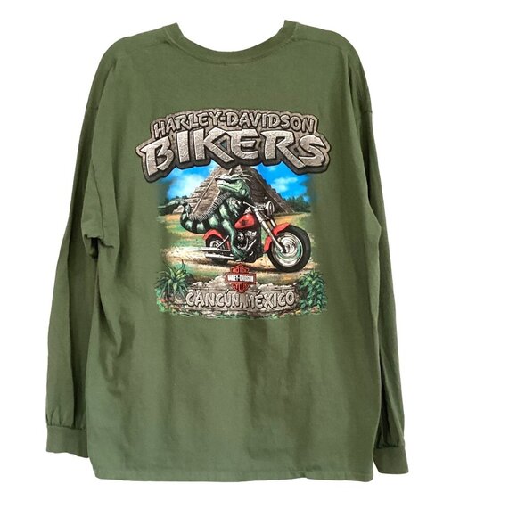 Harley Davidson Other - Harley Davidson Men's Green T-shirt Graphic Biker Long Sleeves L Cancun Mexico